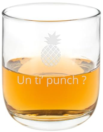 Verre à rhum personnalisé gravé – Verre rond transparent avec gravure laser texte - Cadeau personnalisé gravé