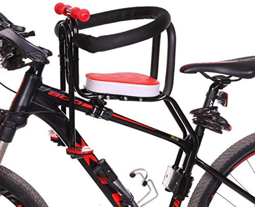 JJJ Siège de vélo pour Enfants, siège de Montage Frontal pour Enfants avec pédale de Pied, clôture et poignée, sécurité Enfant de sécurité pour vélo de Route MTB Solide (Color : Red)