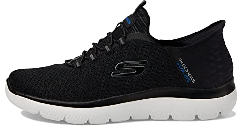 Skechers Men's Summits High Range Slip-On Sneakers, Black Mesh/Wht Trim, 8 UK