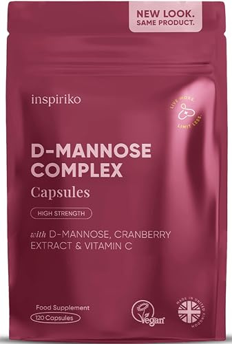 D Mannose 1000Mg Tablets Complex - 3-in-1 D-mannose Capsules with High-Strength Cranberry Extract & Vitamin C. 120 Capsules. Made in UK