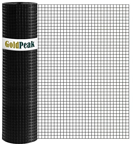 GoldPeak Hardware Cloth 1/2 inch 24 x 100 Ft 19 Gauge - Black Vinyl Coated Chicken Wire Mesh Roll Chicken Wire Fencing Garden Fence Welded Wire Fencing Hardware Mesh