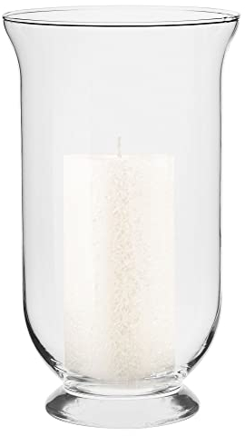 TREND FOR HOME Kerzenhalter Glas H: 25 cm Kerzenständer Hoch Windlicht Groß Blumenvase Gross Windlicht Hochzeit Kerzengläser Groß Stumpenkerzen Kerzenständer Klarglas | Ø 14.5 cm | Azalea