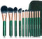 ENZO KEN Ensemble de Pinceaux de Maquillage Naturels en Fibre Naturelle Et en Poils de Chèvre Professional avec Sac, Set de Pinceaux de Maquillage Vert Émeraude pour Cheveux Combinés.