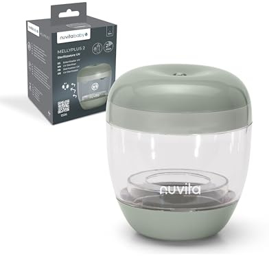 Nuvita 1556 | MellyPlus bärbar UV-sterilisator för babyflaskor, napp och bröstvårtskydd, | dödar 99% av bakterierna | BPA-fri | Salvia-grön
