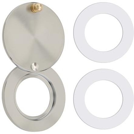 HOJLKLD Peephole Cover, Solid Brass Security Spy Hole Cover with Double-Sided Self-Adhesive Tape for 16 mm Diameter Door Viewer (1, Brushed Nickel)