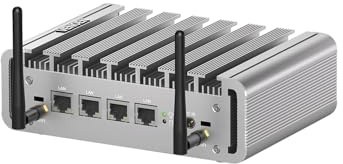 VENOEN Firewall PC 2.5Gbe, Mini PC N100 4 LAN, Alder Lake, Netzwerk-Appliance, 8GB DDR5 RAM 256GB M.2 SSD, HD, DP, i225 Nics, USB, WiFi, BT, Industrie-PC, W 11 / Firewall Software, Auto Power On, RTC