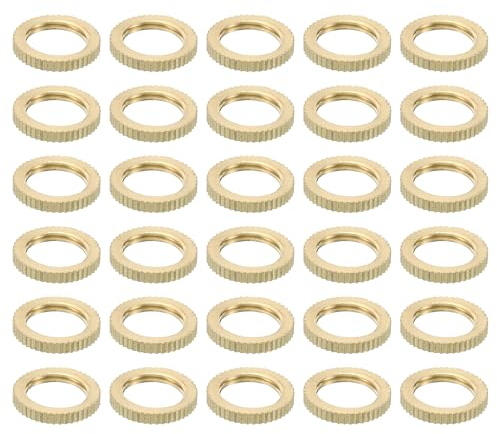 PATIKIL M10x1 Ottone Zigrinato Controdado 30 Pacco Rotondo Piatto Ruota cerchio Blocco Dado Superficie Liscia Decorazione per Mobili e Luce