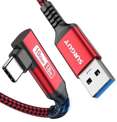SUNGUY Cable de datos USB C, 1.5 m 10 Gbps USB 3.1 Gen 2 cable de datos y cable de carga compatible con Android Auto, Galaxy S22, SSD, Huawei P30/P20, rojo Xiaomi