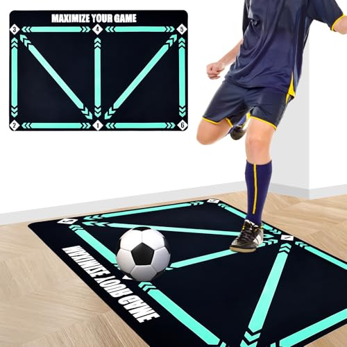 COLEESON Tappetino Allenamento Calcio, 60 X 90cm Tappetino da Calcio, Antiscivolo Silenzioso per Allenamento, Accessorio da Calcio, Regali per Gli Appassionati e Bambino di Calcio