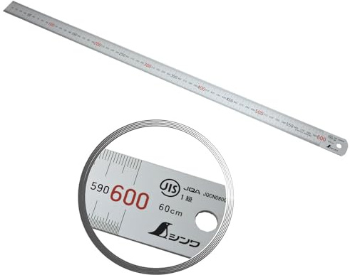 FAMEX Stahllineal Metalllineal 60 cm - Edelstahl, Stahl, 0,5mm Skala, Hartchromoberfläche, Präzision nach JIS Klasse 1, Shinwa