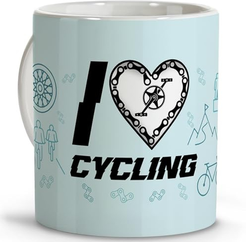 Geschenke für Sportler. Originelle Tassen zum Verschenken. Keramiktasse 330 ml. Radsport. Cycling