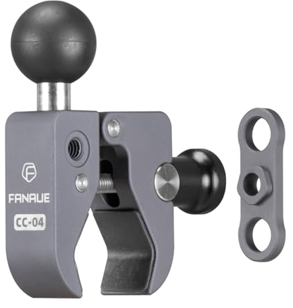 FANAUE CC-04F Base de serrage de guidon avec adaptateur à bille de 1 pour guidon de moto de 13 à 52 mm de diamètre - Compatible avec RAM Mount B - Bras à double socle