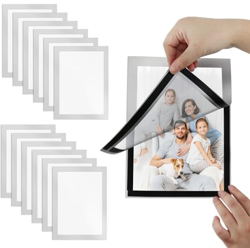 OXRXRO 12 Pezzi Portafoto Magnetica Flessibile 21 x 14.8CM, Cornici Magnetiche Formato A5, Mini Cornice Portafoto Magnetico per Foto, Cornice Magnetica autoadesiva per Regali a Famiglia ed Amici