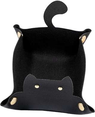 lesulety Vide Poche Plateau Decoratif Vide Poche Entree Plateau Bijoux Petit Plateau Coupelle Decorative Forme De Chat Plateaux à Bijoux,Noir