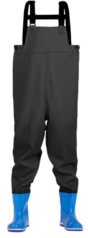 Mihauuke Wathose für Jugendliche, wasserdichte Wathose für Kinder - wasserdichte Angel-Wasserhose aus PVC-Wathose,Schnellverschluss-Schnallen, Hüftwathose, verstellbar für und Jagd,