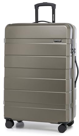 WITTCHEN Valigia da viaggio grande trolley valigia grande valigia check-in guscio rigido in ABS con 4 ruote piroettanti chiusura a combinazione maniglia telescopica Comodo Line Oro