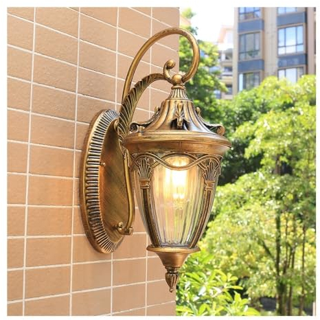 LUOYAOB Wandlampe Außen Vintage-Wandleuchte für draußen Antike wasserdichte Wandlaterne Retro Außenwandleuchte Wandleuchten für Garten Garage Veranda Eingang Beleuchtung Armaturen(Bruin,Downward)