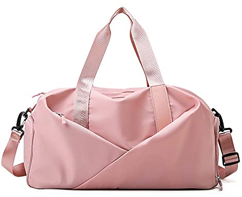 QTANZIQI Damen Damen Sport-Sporttasche, Trocken- und Nasstrennung, Yoga-Tasche, Handgepäcktasche, leicht, großes Fassungsvermögen, Reisetasche, Pink-Trompete