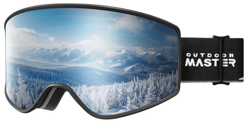 OutdoorMaster Pulse Ski Goggles, Frameless OTG Cylindrical Snow Goggles with Lock & Fit Lens Change System for Men, Women & Youth, Silver Vlt 15%