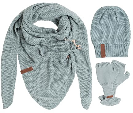 KNIT FACTORY - Coco Triangle Scarf, Coco Beanie & Cleo Gloves - Damen Winterset