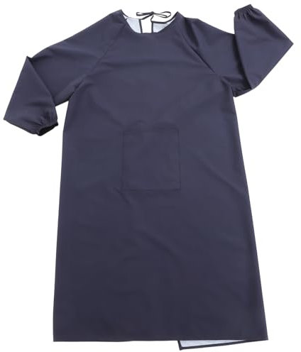 Hemobllo Grembiule Maniche Lunghe Antiolio Per Cucina Lavapiatti Lavoro Laboratorio Toelettatura Pulizia Giardinaggio Blu Scuro Tessuto Resistente Facile Pulire Lavatrice