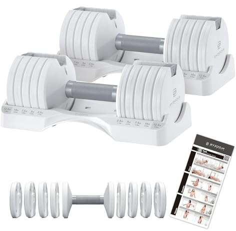 BYZOOM FITNESS Adjustable Dumbbell 12.5/25lb Set of 2 Weight Training Fitness Exercise Body Workout 5 in 1 for Home Gym Beginners Woman