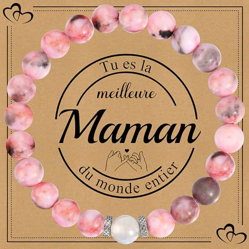 Gamtic Cadeau Femme Bracelet Pierres Naturelles - Bracelets Femmes Original Cadeaux Anniversaire Fête de Mères Noël Merci Thanks Giving Day pour Amie Maman Sœur Maitresse Collègues