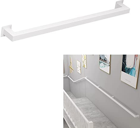 Tubo cuadrado de hierro galvanizado industrial para escaleras, 7 pies, color blanco, con soporte de montaje en pared, capacidad de carga de 200 kg, barandilla de 1/3/5/6 metros de longitud