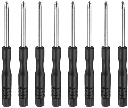 sourcing map Lot de 8 mini tournevis cruciformes PH1 #1 de 7,9 cm de long en acier au carbone avec poignée ergonomique pour réparation de bricolage, noir