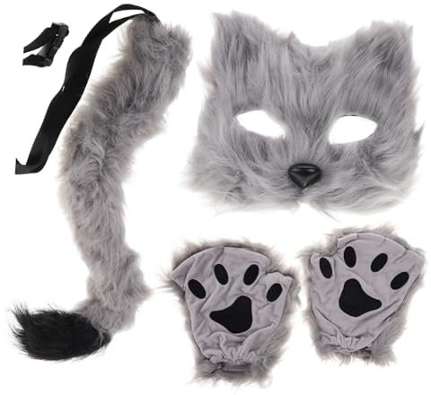 SUPVOX Masque Animal Demi Face De Renard Et Loup Costume Cosplay Doux Pour Halloween Accessoire Peluche Pour Fête Et Mascarade