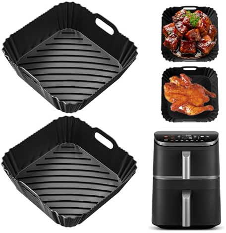 Molde de silicona Air Fryer for Cosori Turbo Tower Pro Smart 10,8L, Reutilizable Air Fryer Accesorios Plano Silicona Air Fryer for Cosori Airfryer CAF-DC112-AEU(6,5L & 4,3 L) (2 pcs)