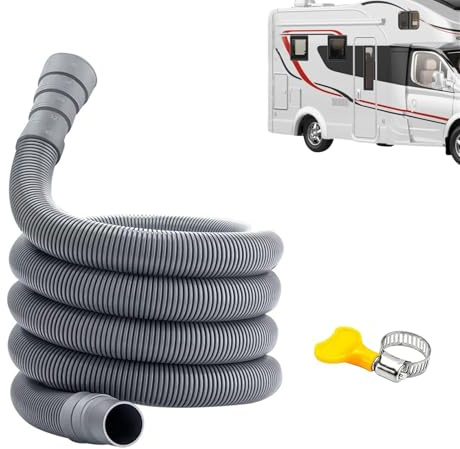 Flanliy Tuyau Eau Camping Car, Kit De Tuyau D'éGout Pour Camping-Car, Polyvalent D'éVacuation D'Eau, Ralonge Avec Colliers, Pour Vacances Voyage VéHicule Rejet D'Eaux UséEs