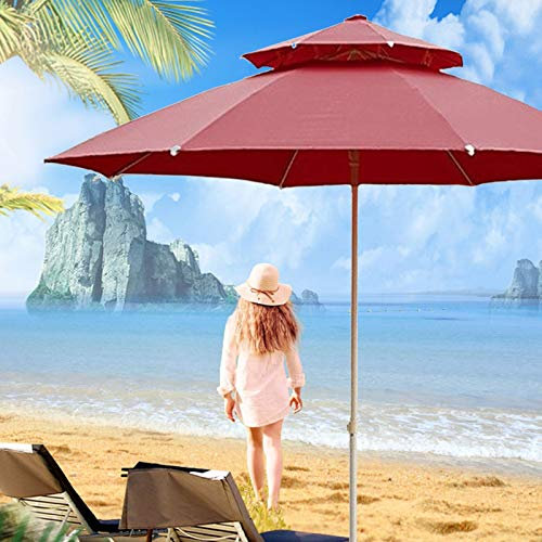 Grand parasol de jardin de 2,7 m, parasol de plage résistant au vent avec manivelle et 8 baleines, bleu élégant, parasol de marché pour terrasse et terrasse