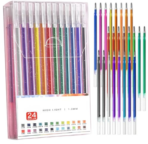 MOTIBACK Glitzer Gelstifte, bunte Glitzer Gelschreiber mit passenden Ersatzminen, Glitzerstifte für Erwachsene zum Markieren, Zeichnen, Schreiben geeignet