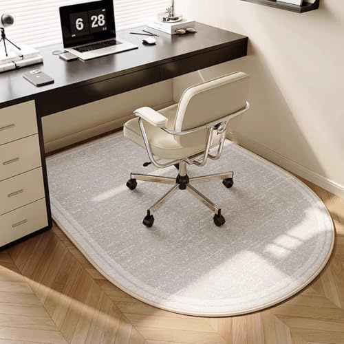 Surwin Tappeto Antiscivolo Sedia Ufficio, Tappeto Protettivo Sedia Ufficio Arcuato Tappetino Protettivo per Pavimento Stile Semplice Tappetino Gaming Pavimento (Grigio chiaro,80x160cm)