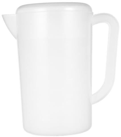 CLISPEED Caraffa Acqua Grande Capacità con Manico Ergonomico e Coperchio Bianco Brocca Trasparente per Bevande Fredde Facile da Pulire in Lavastoviglie per Tè Freddo Succhi e Cocktail in