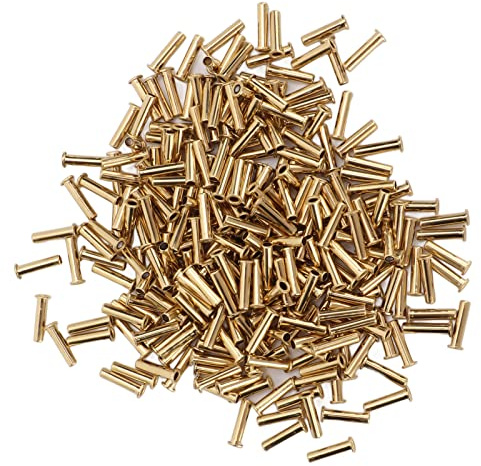Haofy Rivetti in Ottone Cavo per Pelle, Metallo e Plastica - Kit di Rivetti Air Eye da 500 Pezzi per la Creazione di Gioielli Fai da Te e Artigianato Domestico (2,5x11x3,8 mm)