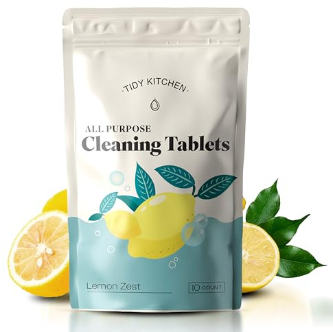 Tidy Kitchen All Purpose Cleaner Refill Tablets - Multi Surface Cleaner for Counters, Stovetops, Tile, Wood, Bath, and Glass - Compact Water-Activated Tablet Refills, 10 Pack