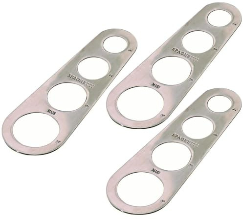 JOINPAYA Misuratore per Spaghetti 4 Fori in Acciaio Inox Set 3 Pezzi Utensili da Cucina per Ristoranti e Uso Domestico Righello Dosatore Pasta per Controllo Porzioni e Risparmio Alimentare