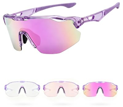 Meayll Fahrradbrille Herren Damen Selbsttönend, Photochrome Laufbrille UV400 mit Verstellbarem Nasenpad, 27g Leichte TR90 Sportbrille Sonnenbrille Schnelle Brille für Fahrrad, MTB, Outdoor