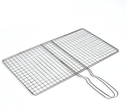 Serenophile Panier à grill, panier de barbecue, panier de gril de poisson, panier en acier inoxydable avec longue poignée pour cuisine de camping en plein air