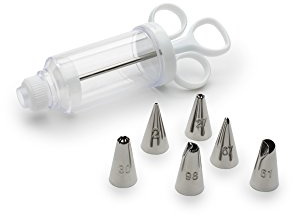 Fox Run Icing Syringe Decorating Set, Metallic, 7-Piece, 2.25 x 3 x 8 inches