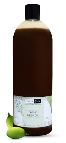 Freshskin Organic Neem Oil 1000ml - Pure, Natural & Vegan (1 Litre) | 100% pure, cold-pressed neem oil. Cruelty-free and certified organic. Ideal for skin, hair, and plant care.