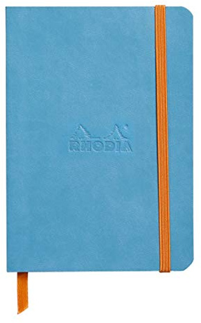 Rhodia 117357C Rhodiarama Notizheft (mit weichem Umschlag, dot grid, 72 Blatt, 90 g elfenbeinfarbenes Papier, DIN A6, 10,5 x 14,8 cm, Lesezeichen, Innentasche) 1 Stück türkisblau
