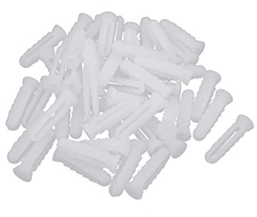 Sourcingmap 6mm x 25mm Plastic Expansion Nail Plugs Wall Anchor Screw White 50pcs