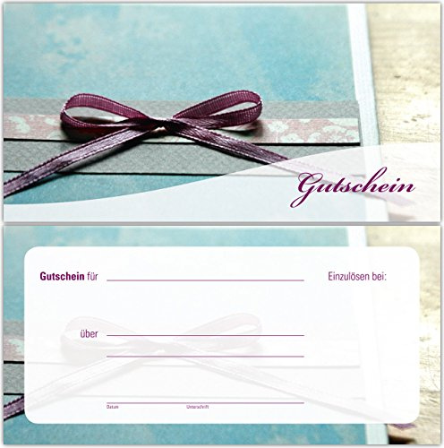 100 Gutscheine Gutscheinkarten Geschenkgutscheine – edel neutral Schleife