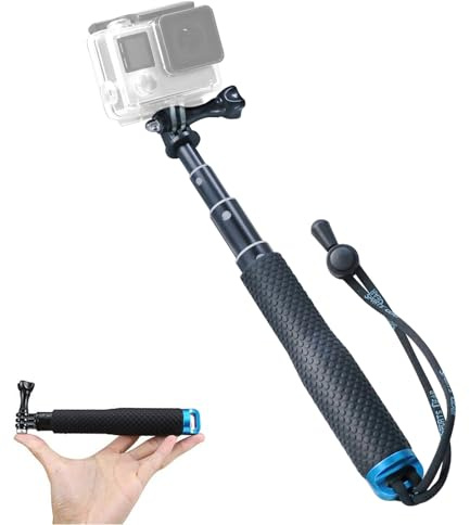 Trehapuva 19” Short Extension Selfie Stick Compact Handle Grip Adjustable Waterproof Monopod Pole Compatible with GoPro Hero 13 12 11 10 9 8 7 6 5 AKASO DJI Osmo Action Camera(Mini Size)