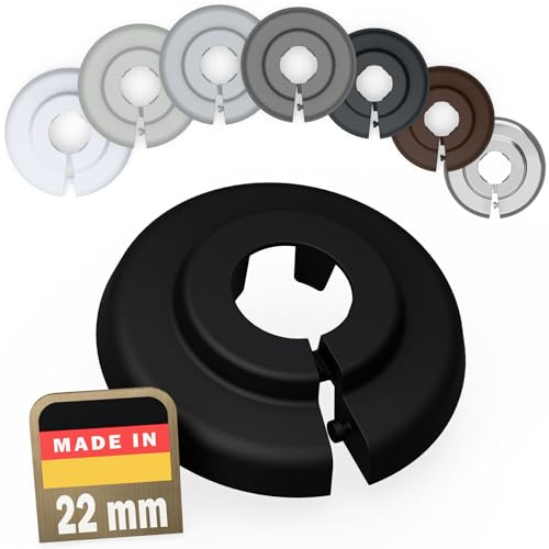 FUX 2 St. Heizungsrohr Rosette 22mm Abdeckung Verkleidung - Einzelrosetten | Werkzeuglose Klick-Montage, wiederverwendbar, PVC-freies Polypropylen, für Boden und Wand, Made in Germany