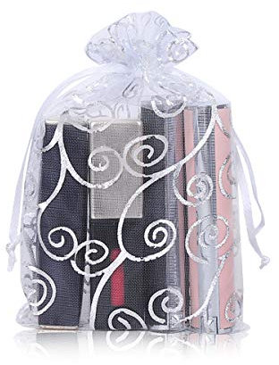 YFZYT 100 Stück Organzabeutel Schmuckbeutel Organzasäckchen Hochzeit Säckchen Geschenkbeutel Bonbonsbeutel für Hochzeit Geschenk Geburtstag - 13x18 cm /5.12x7.09 Zoll, Weiß Silber