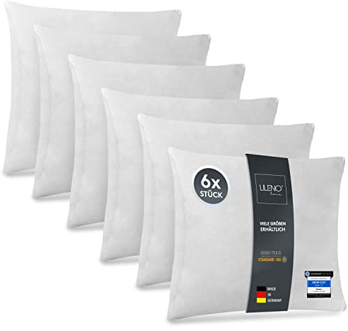 LILENO HOME 6er Set Kissenfüllung 45 x 45 cm - waschbares Innenkissen geeignet für Allergiker - Polyester Kisseninlet als Couchkissen, Sofa Kissen, Cocktailkissen und Kopfkissen